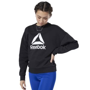 Reebok Workout Ready Big Logo Cover-Up Sweatshirt Damen - Schwarz - DE 519-GDR